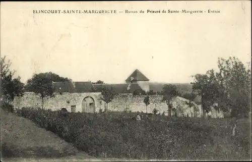 Ak Élincourt Sainte Marguerite Oise, Prieure de Sainte-Marguerite, Ruine, Eingang
