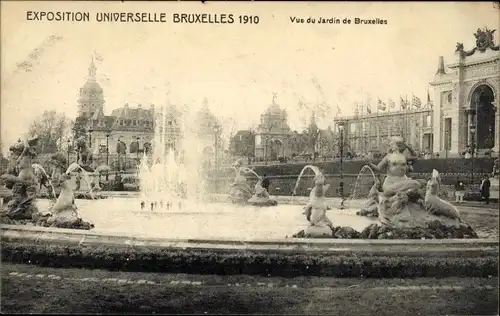 Postkarte Brüssel Brüssel, Ausstellung 1910, Brüsseler Garten