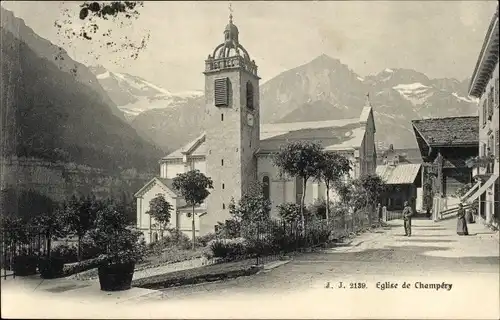 Ak Champéry Kanton Wallis, Eglise de Champery