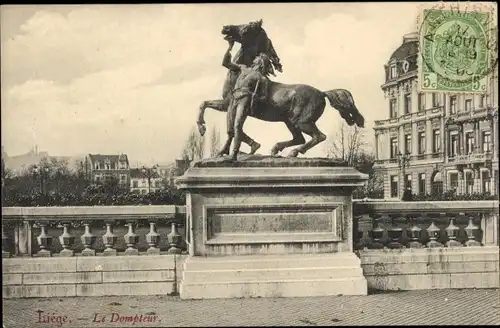 Ak Liège Lüttich Wallonien, Statue Dompteur