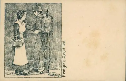 Künstler Ak Schlegel, Kriegers Abschied