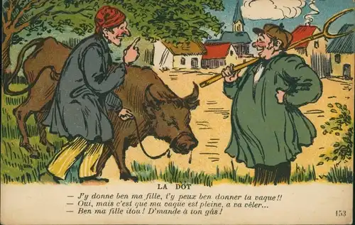 Ak Bauern unterhalten sich, Kuh