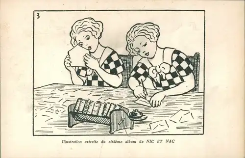 Ak Nic und Nac, Mädchen schreiben Briefe