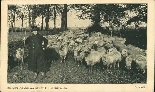 Ak Deutscher Mädchenkalender 1914, Das Kränzchen, Schäfer