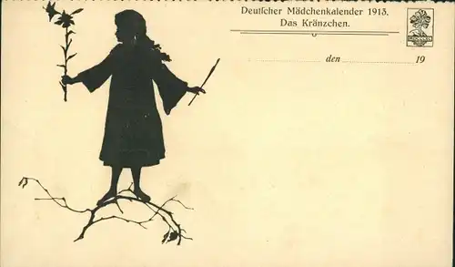 Ak Deutscher Mädchenkalender 1913, Das Kränzchen, Mädchen mit Blume