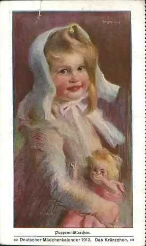 Ak Deutscher Mädchenkalender 1912, Das Kränzchen, Puppenmütterchen