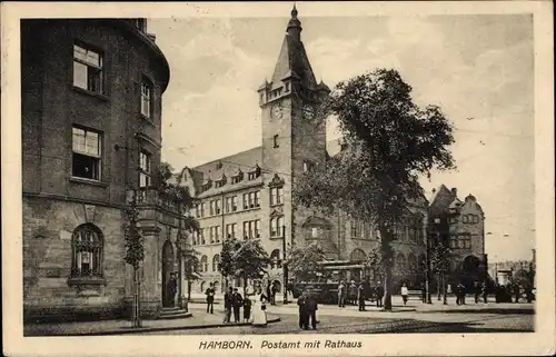 Ak Hamborn Duisburg im Ruhrgebiet, Postamt, Rathaus