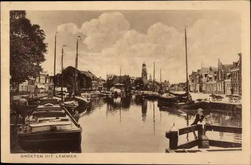 Ak Lemmer Friesland Niederlande, Hafen