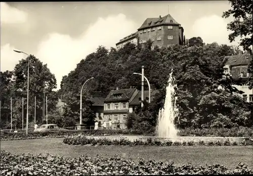 Ak Greiz im Vogtland, Springbrunnen, Teilansicht