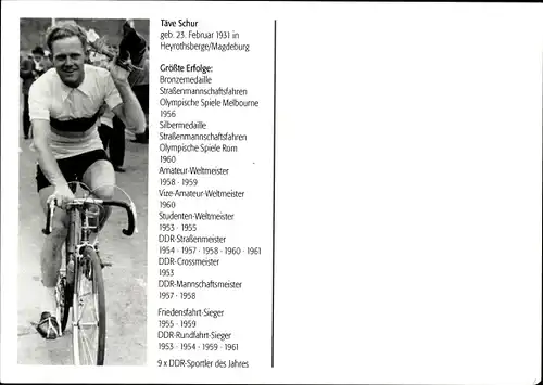 Ak Radrennfahrer Täve Schur, Portrait, Autogramm