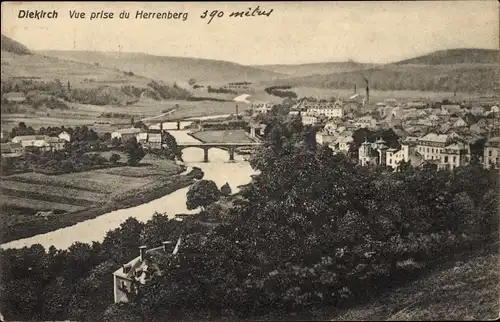 Postkarte Diekirch Luxemburg, Blick vom Herrenberg