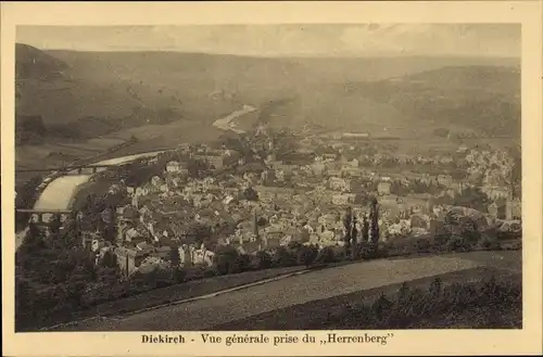Postkarte Diekirch Luxemburg, Gesamtansicht vom Herrenberg aus