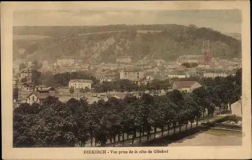 Postkarte Diekirch Luxemburg, Blick von der Küste von Gilsdorf