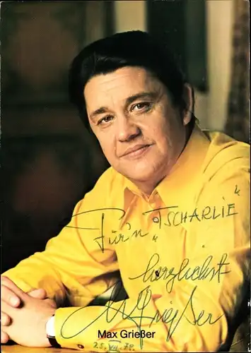 Ak Schauspieler Max Grießer, Portrait, Autogramm