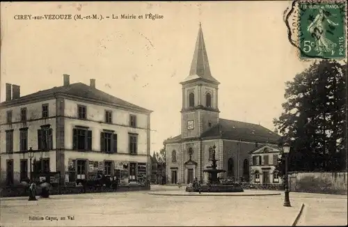 Ak Cirey sur Vezouze Meurthe et Moselle, La Mairie, l'Eglise