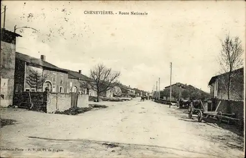 Ak Chenevieres Lothringen Meurthe et Moselle, route Nationale