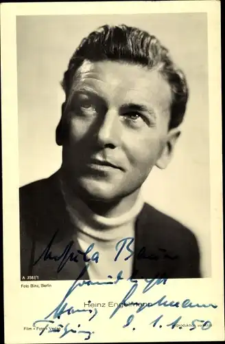 Ak Schauspieler Heinz Engelmann, Portrait, Autogramm