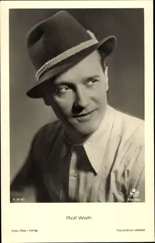 Ak Schauspieler Rolf Weih, Portrait mit Hut