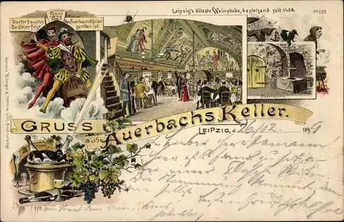 Litho Leipzig in Sachsen, Auerbachs Keller, Doctor Faustus, Weinstube, Hexenküche