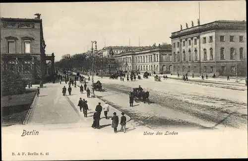 Ak Berlin Mitte, Unter den Linden, Passanten