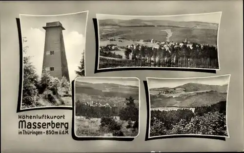 Ak Masserberg in Thüringen, Rennsteigwarte, Panorama