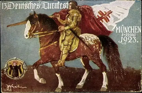 Künstler Ak Sailer, München Bayern, 13. Deutsches Turnfest 1923, Reiter, Kindl