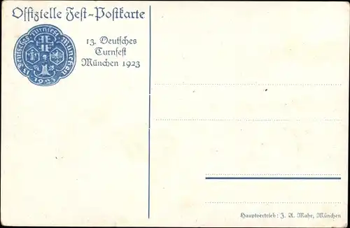 Künstler Ak Sailer, München Bayern, 13. Deutsches Turnfest 1923, Reiter, Kindl