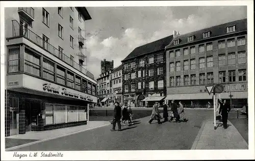 Ak Hagen in Westfalen, Stadtmitte, Straßenpartie, Hotel