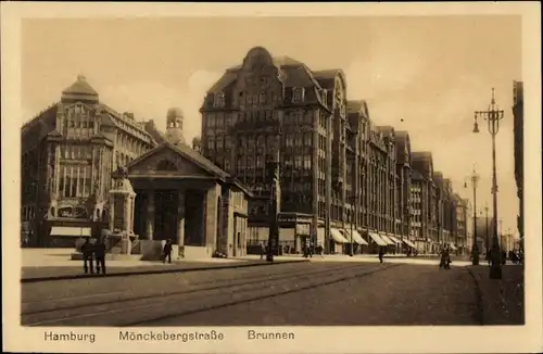 Ak Hamburg Mitte Altstadt, Mönckebergstraße, Brunnen