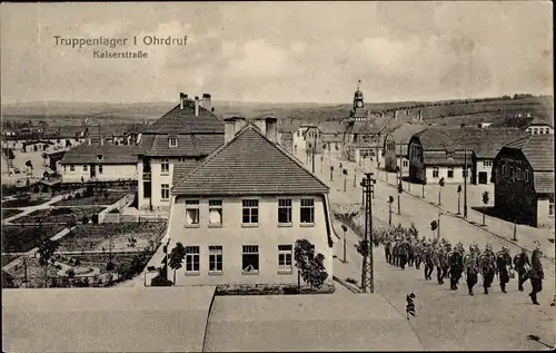 Ak Ohrdruf in Thüringen, Truppenlager, Kaiserstraße