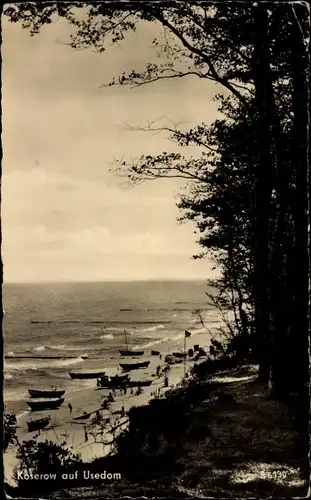 Ak Ostseebad Koserow auf Usedom, Strand, Boote