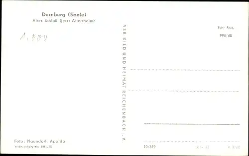 Ak Dornburg an der Saale Thüringen, Altes Schloss, Altersheim