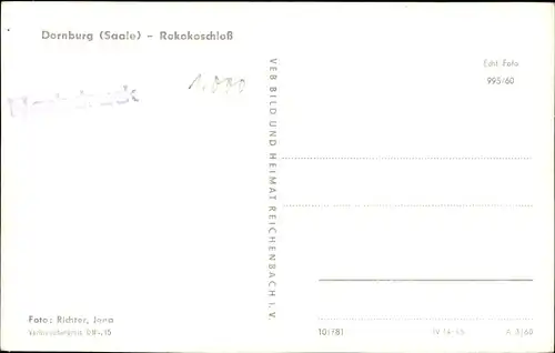 Ak Dornburg an der Saale Thüringen, Rokokoschloss