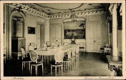 Ak Moritzburg Kreis Meißen, Barockschloss, Speisesaal im Fasanenschlösschen