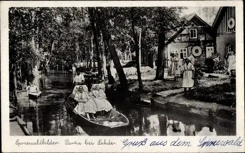 Ak Lehde Lübbenau im Spreewald, Frauen in Tracht