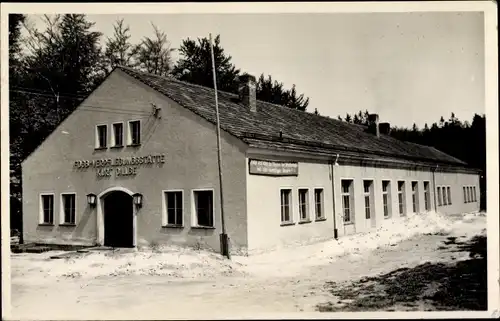 Ak Friedrichsbrunn Thale im Harz, FDGB-Verpflegungsstätte Kurt Dillge, Winter