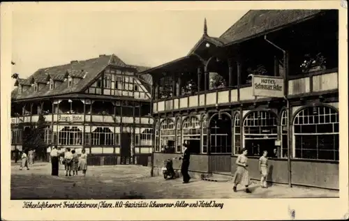 Ak Friedrichsbrunn Thale im Harz, HO-Gaststätte Schwarzer Adler, Hotel Jung