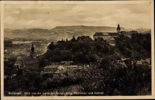 Ak Rudolstadt in Thüringen, Blick von der Debra auf Ludwigsburg, Stadtkirche, Schloss