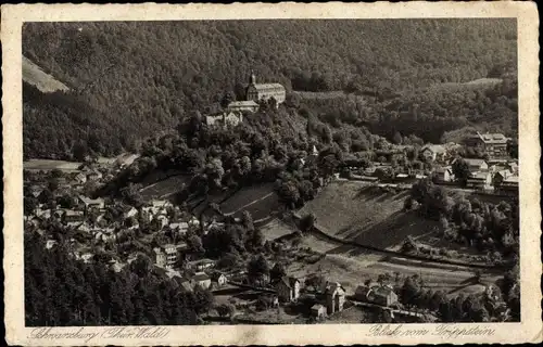 Ak Schwarzburg im Schwarzatal Thüringen, Blick vom Trippstein, Schloss