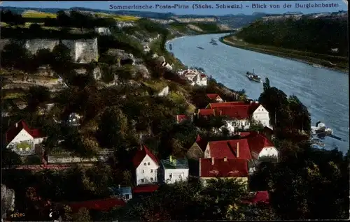 Ak Posta Pirna in Sachsen, Blick von der Burglehnbastei