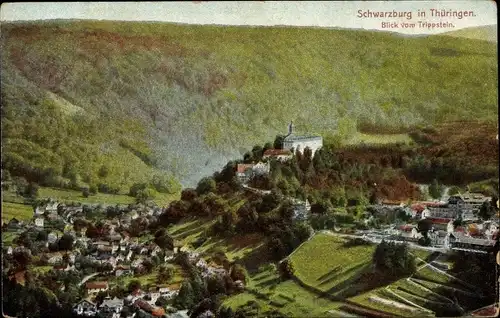 Ak Schwarzburg in Thüringen, Blick vom Trippstein