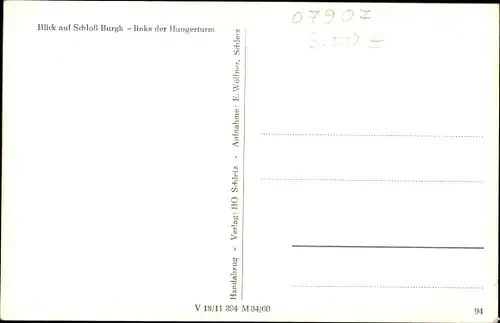 Ak Burgk Schleiz in Thüringen, Schloss Burgk an der Saale, Hungerturm