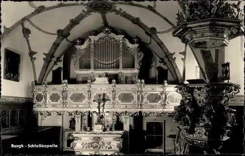 Ak Burgk Schleiz in Thüringen, Schloss Burgk an der Saale, Schlosskapelle, Orgel
