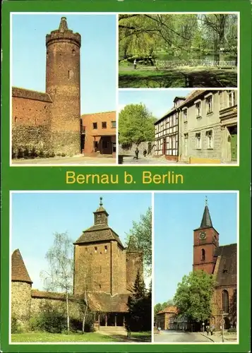 Ak Bernau bei Berlin, Stadtmauer, Hungerturm, Hohesteinstraße, Schwanenteich