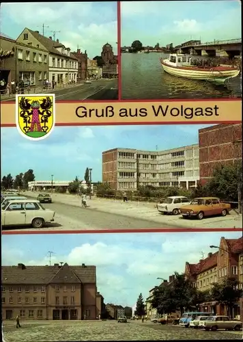 Ak Wolgast in Mecklenburg Vorpommern, Straße der Befreiung, An der Peene, Oberschule