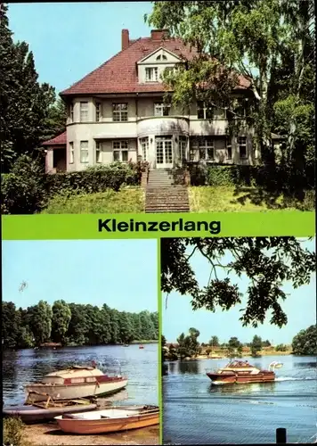 Ak Kleinzerlang Rheinsberg in Brandenburg, Café am Pälitzsee, Boote am Ufer