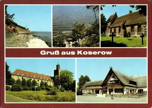 Ak Ostseebad Koserow auf Usedom, Evangelische Kirche, Krankenhaus, Streckelsbergmauer