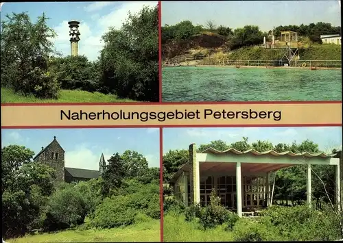 Ak Petersberg im Saalekreis, Bergbad, Pavillon, Klosterkirche, Fernsehturm