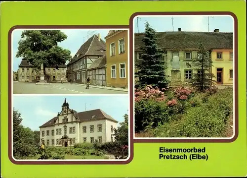 Ak Pretzsch an der Elbe Bad Schmiedeberg, Markt, Kinerheim Adolf Reichewein, Stadtbibliothek