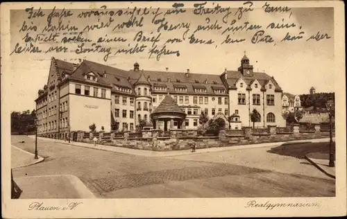 Ak Plauen Vogtland, Straßenpartie am Realgymnasium